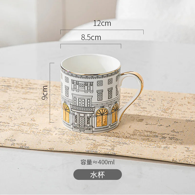 建築イラストのカップ&ソーサー・コーヒーマグ