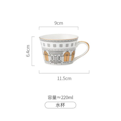 建築イラストのカップ＆ソーサー・コーヒーマグ